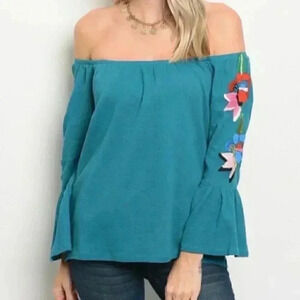 Teal Off Shoulder Top